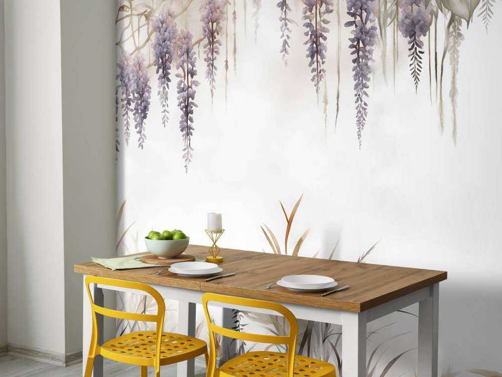 Wisteria i trawy polne beżowe