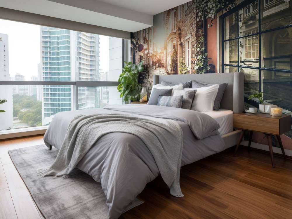 Zachód słońca na starej ulicy