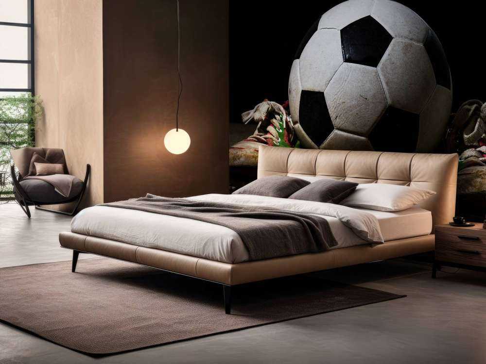 Piłka nożna pomiędzy dwoma trampkami