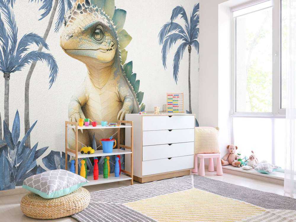 Młody stegozaur w niebieskiej dżungli