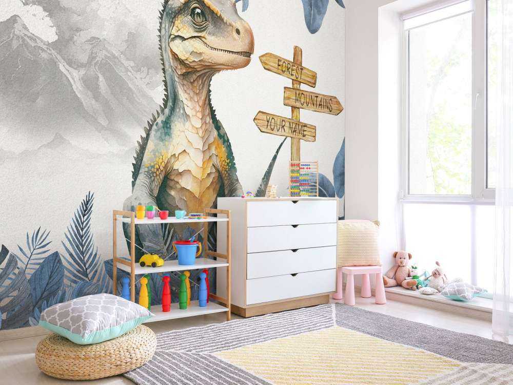 Młody velociraptor w niebieskiej dżungli