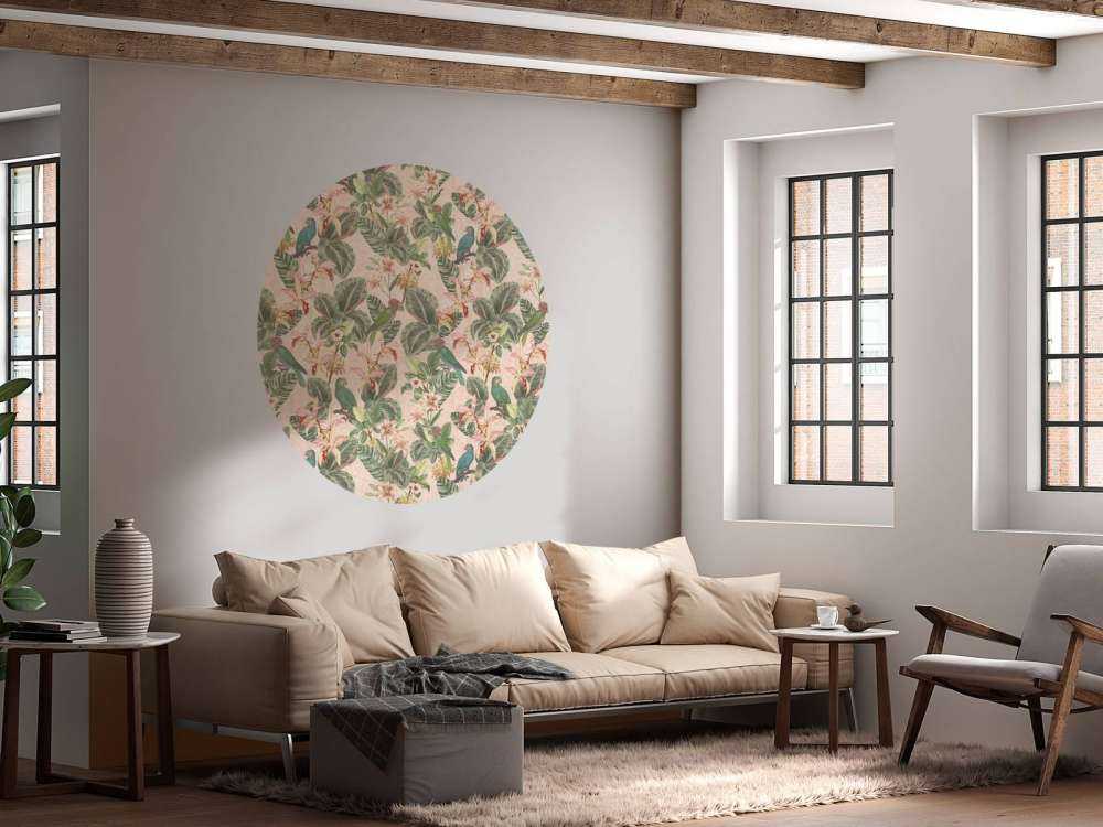 Ptaki i papugi tropikalnej dżungli - delikatny róż