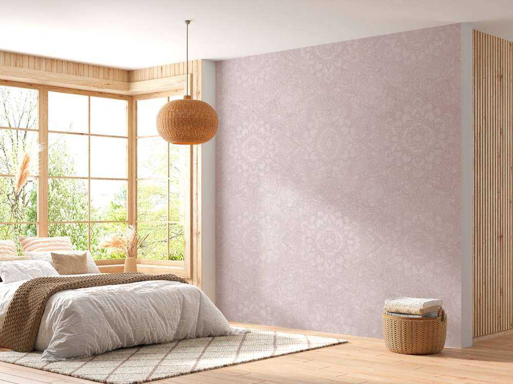 Złota mandala Boho - różowy róż