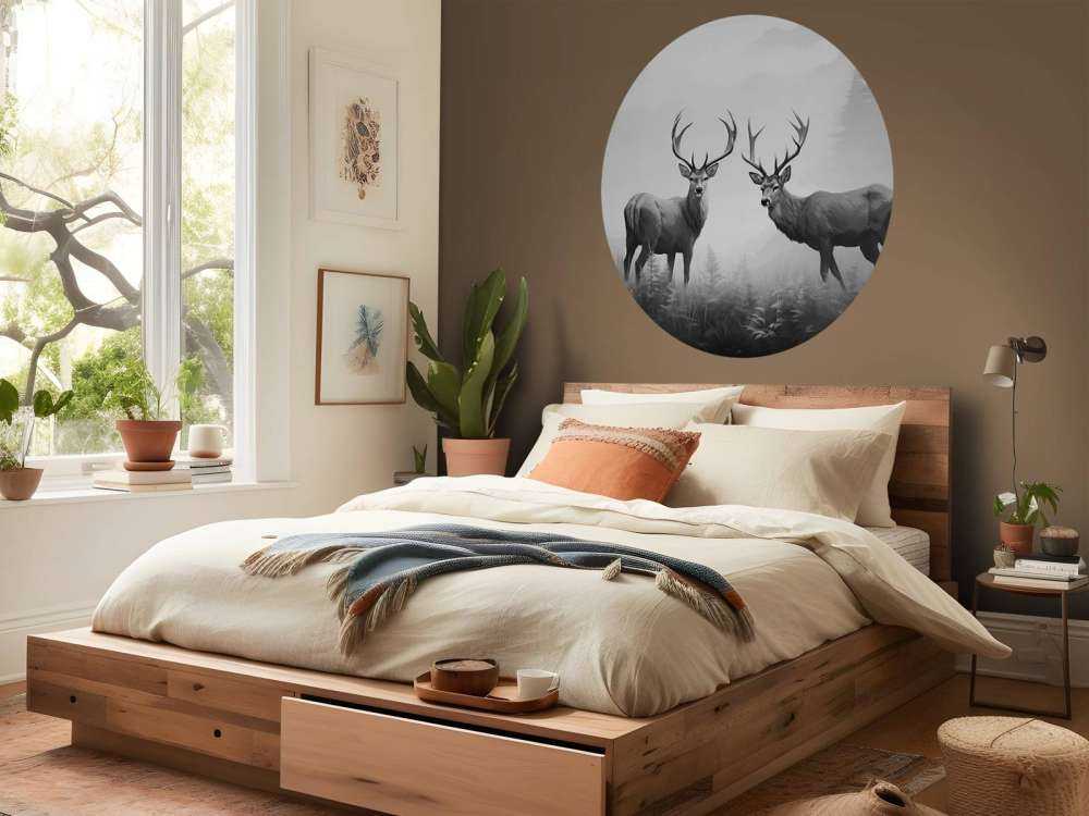 Symetria jelenia mglistego lasu