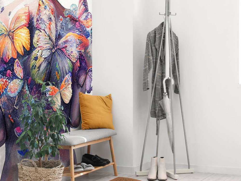 Akwarelowy motyl kobiece ciało #1