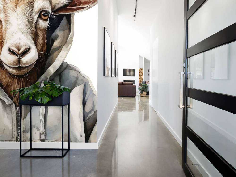 Akwarelowy rysunkowy kozioł w bluzie z kapturem