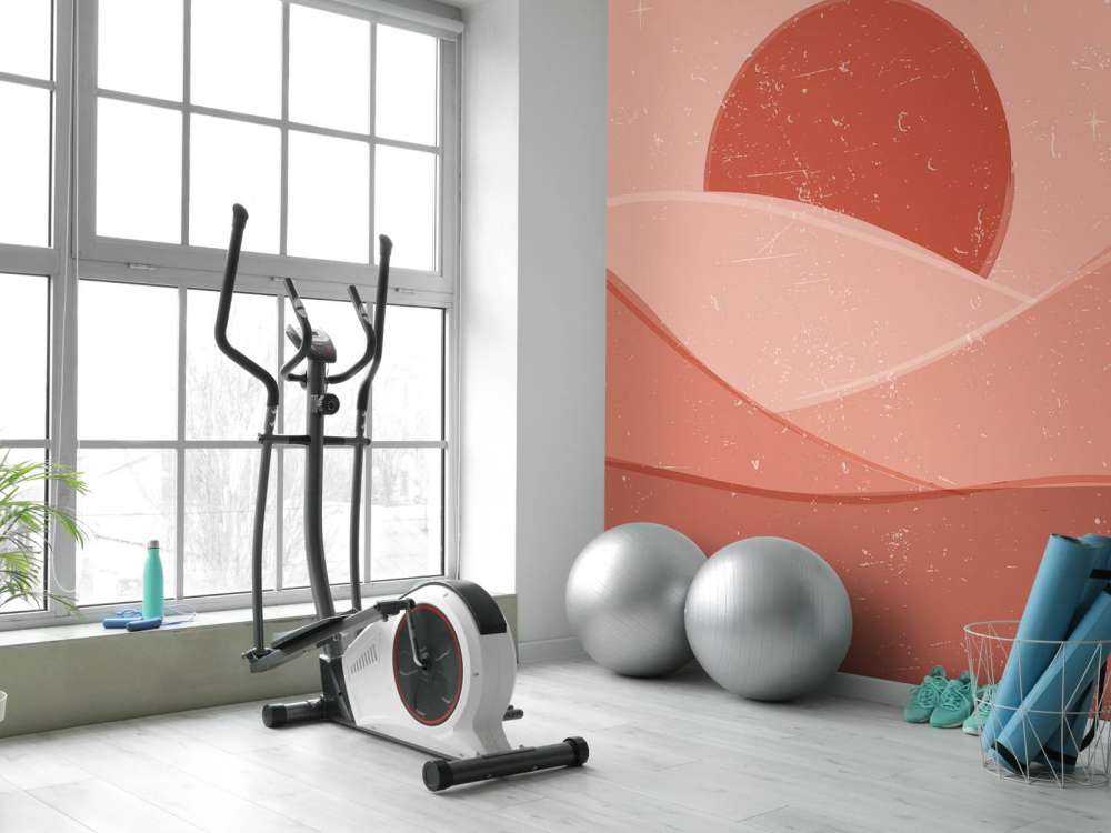 Czerwone fale na tle słońca