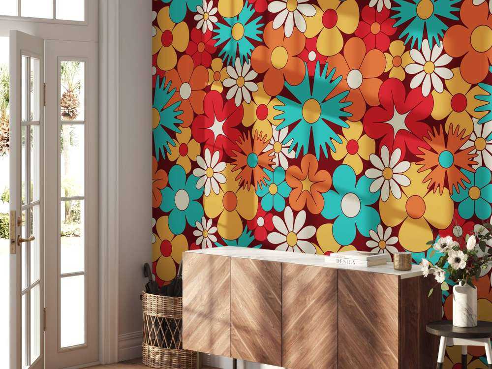 Wesołe kwiaty w stylu retro