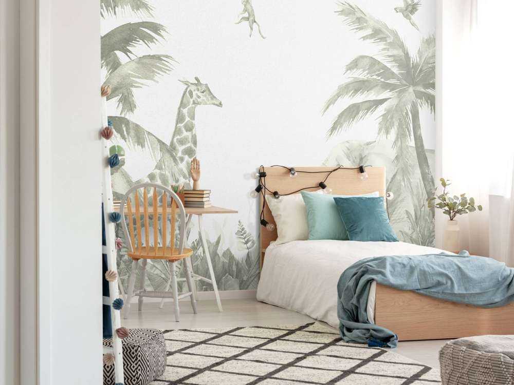 Różne zwierzęta z dżungli w kolorze zielonym