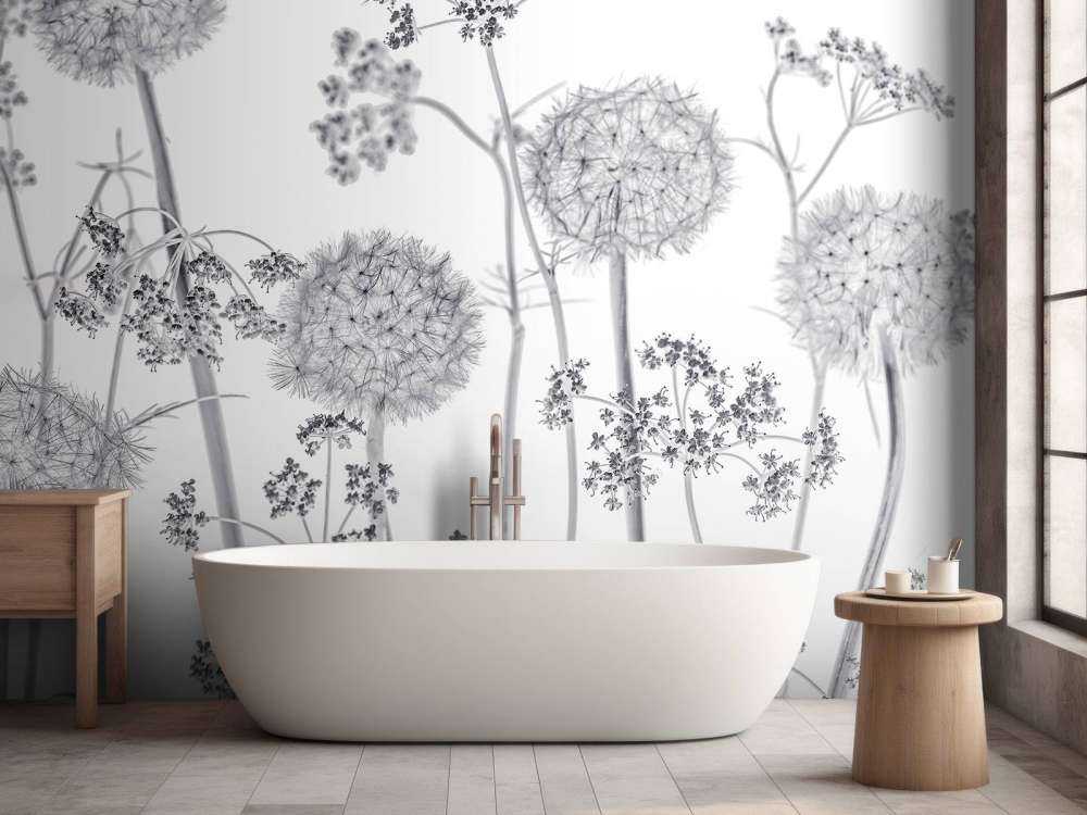 Kwiaty łąkowe w czerni i bieli