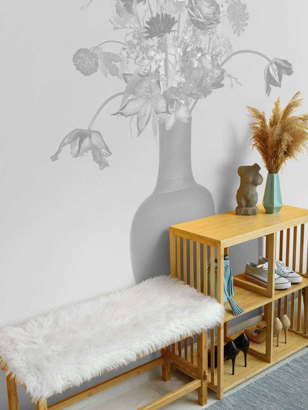 Obfity bukiet kwiatów czarny i biały