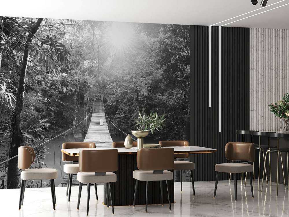 Most wiszący czarny i biały