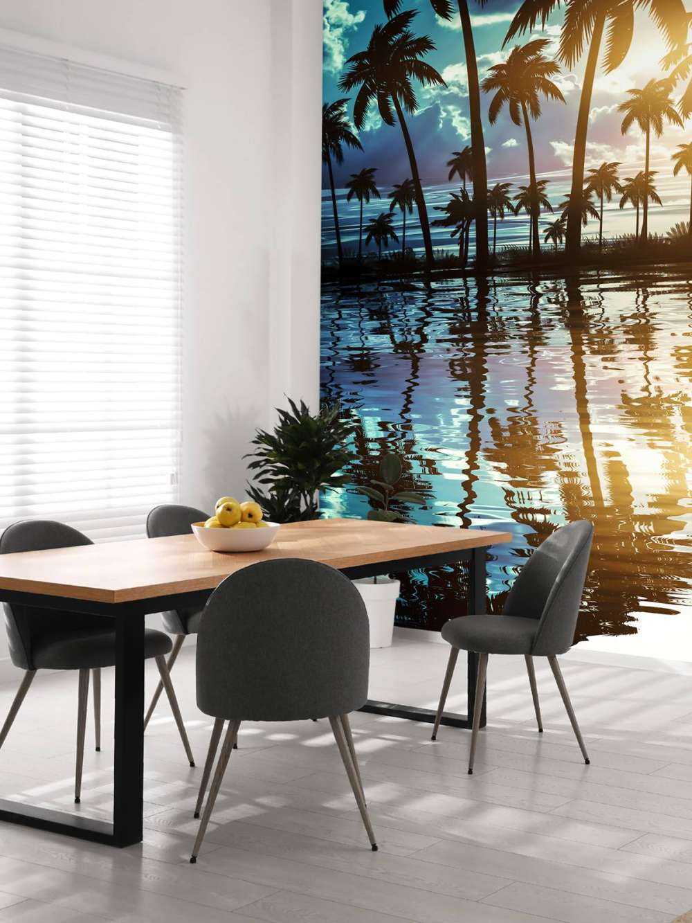 Nocny krajobraz z palmami