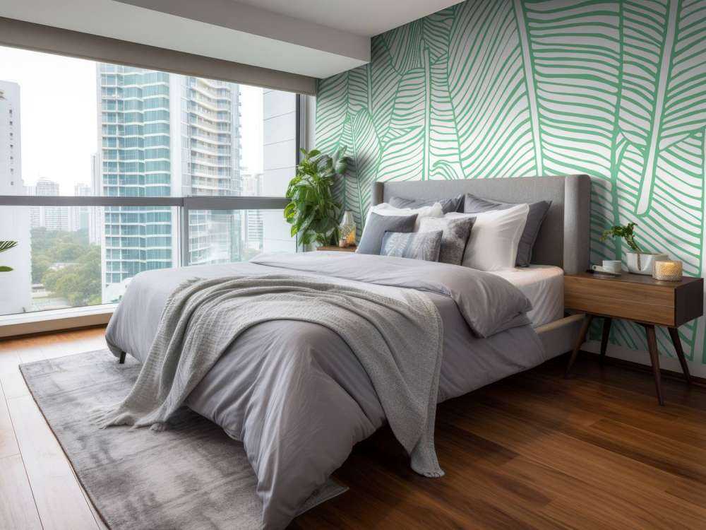 Wzór liściowy zielony