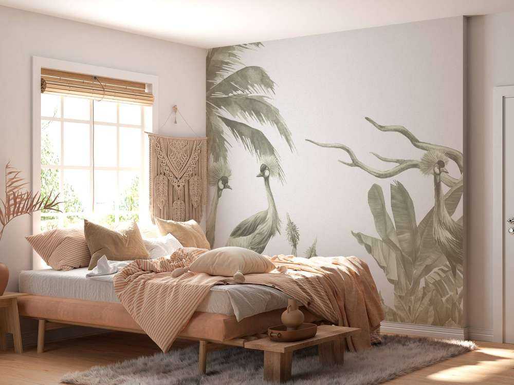 Dżungla z żurawiami w kolorze zielonym