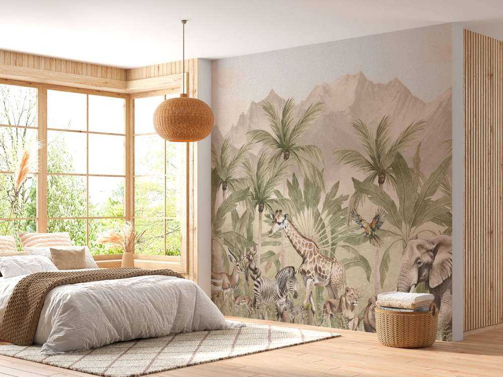 Krajobraz górski ze zwierzętami