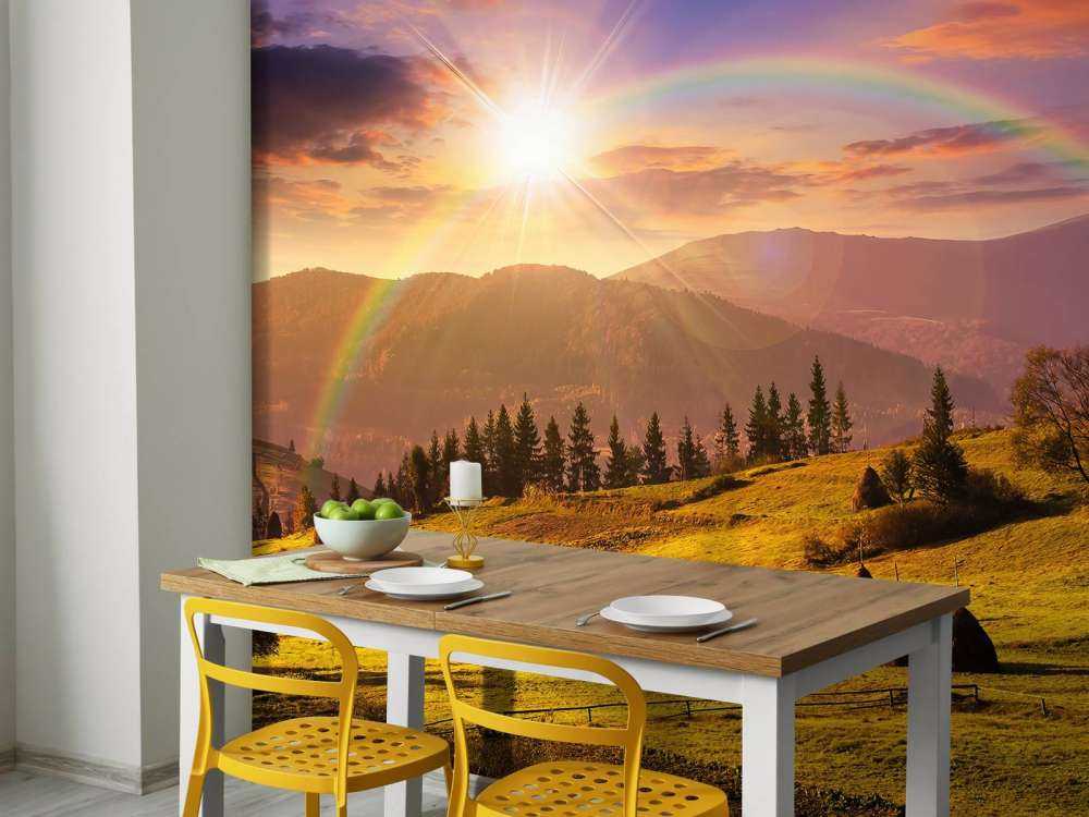 Stogi siana w górskim krajobrazie