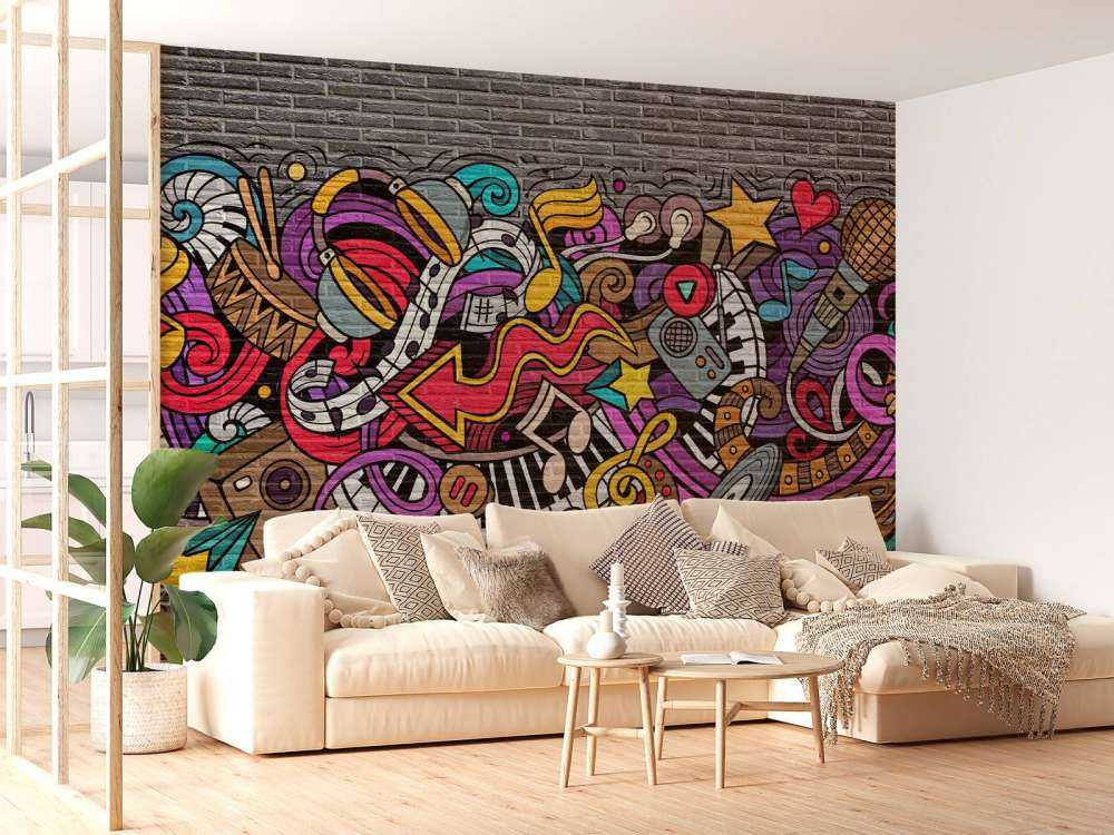 Muzyczne graffiti na cegle
