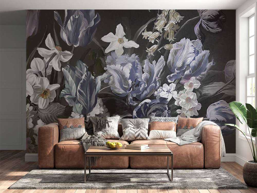 Bukiet z niebieskimi piwoniami