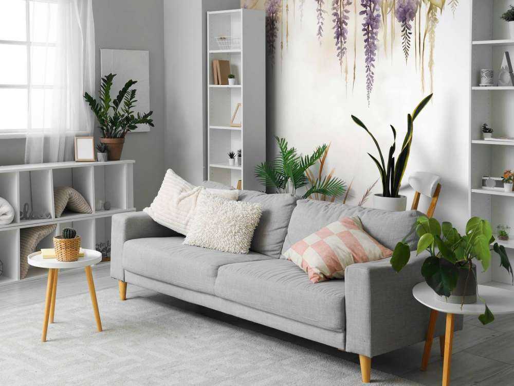 Wisteria i trawy polne niebieskie