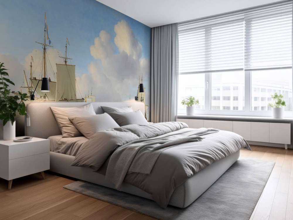 Tapeta fotograficzna Rijksmuseum. Holenderskie statki na spokojnym morzu.