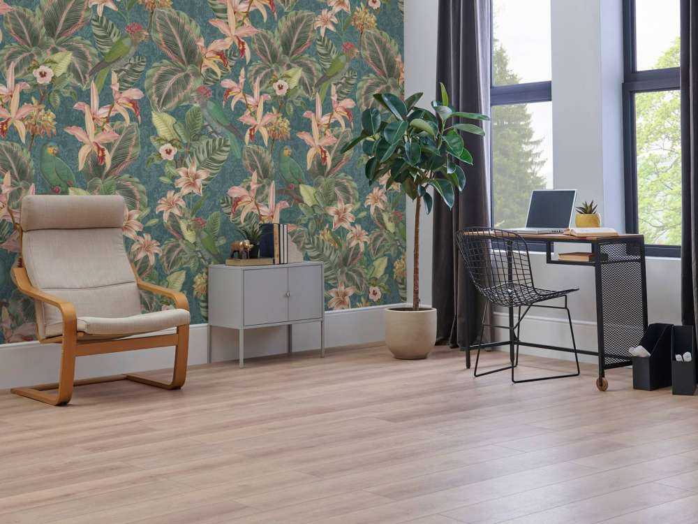 Ptaki i papugi z tropikalnej dżungli - turkusowy