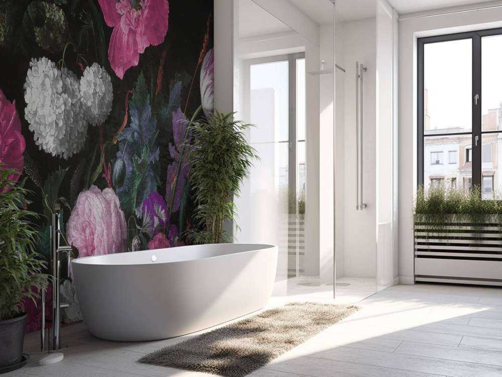 Barokowe kwiaty - martwa natura - nastrojowy róż