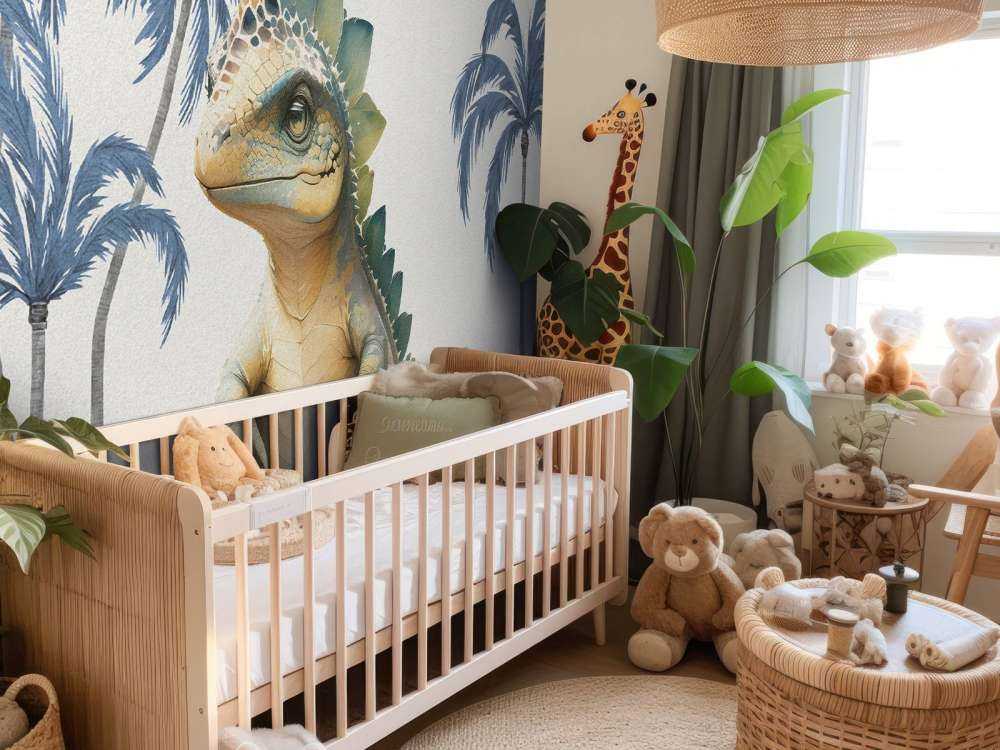 Młody stegozaur w niebieskiej dżungli