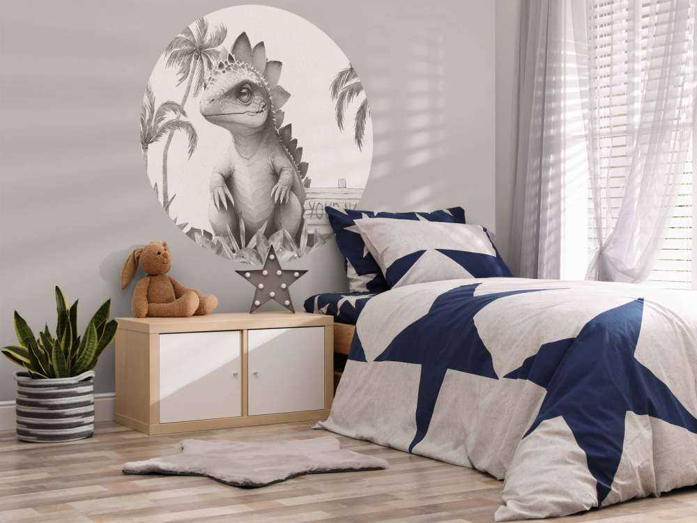 Młody stegozaur w beżowej dżungli