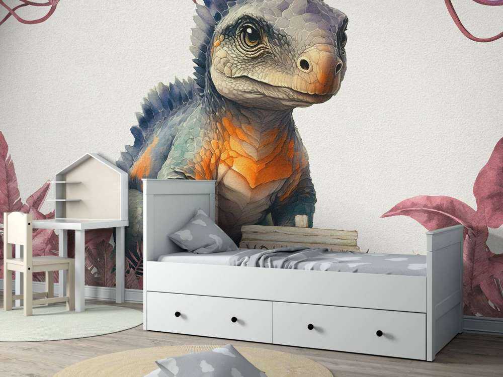 Młody ankylozaur w różowej dżungli