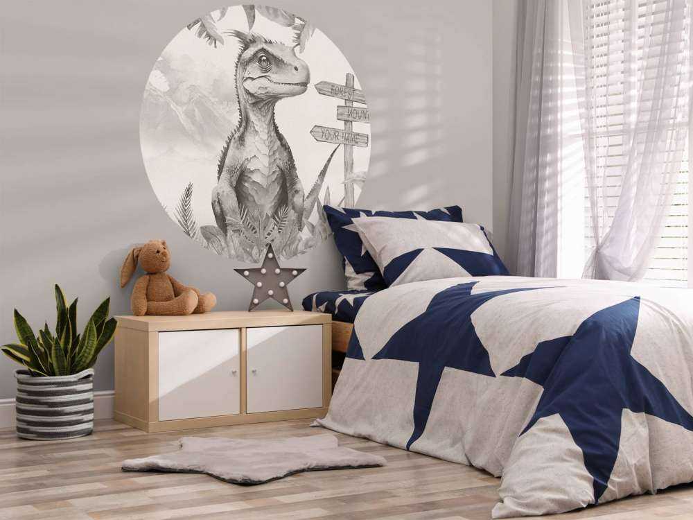 Młody velociraptor w beżowej dżungli