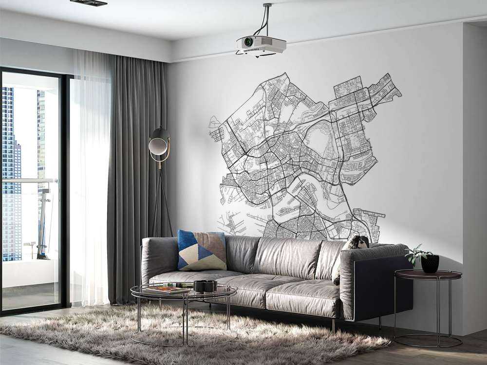 Mapa Rotterdamu, biała