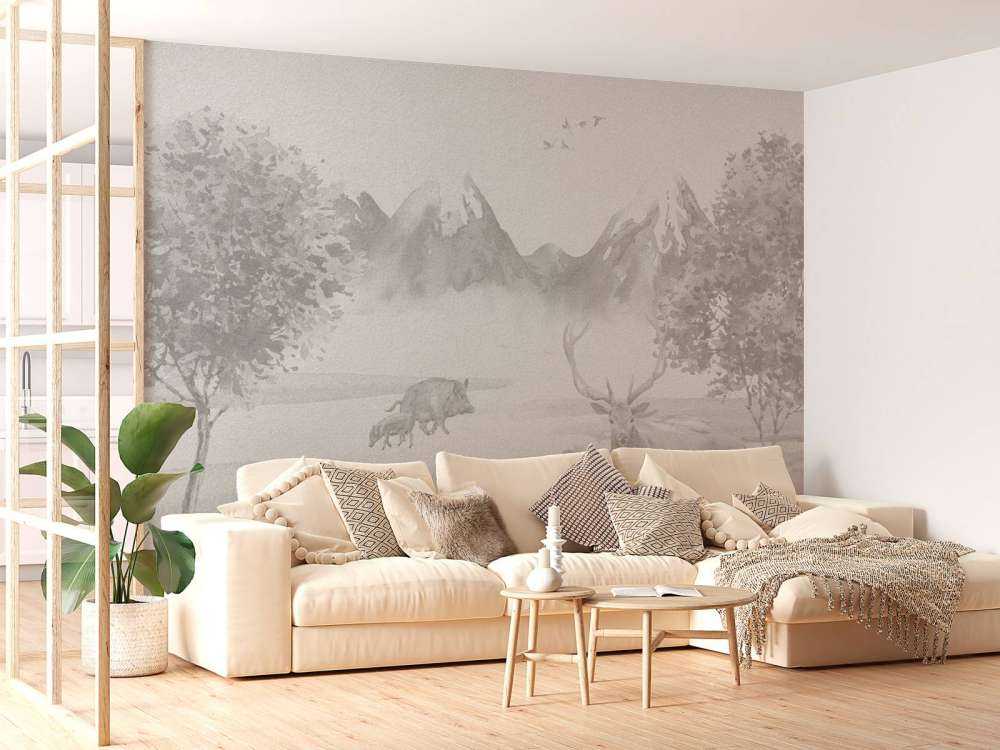 Zwierzęta leśne w odcieniach szarości