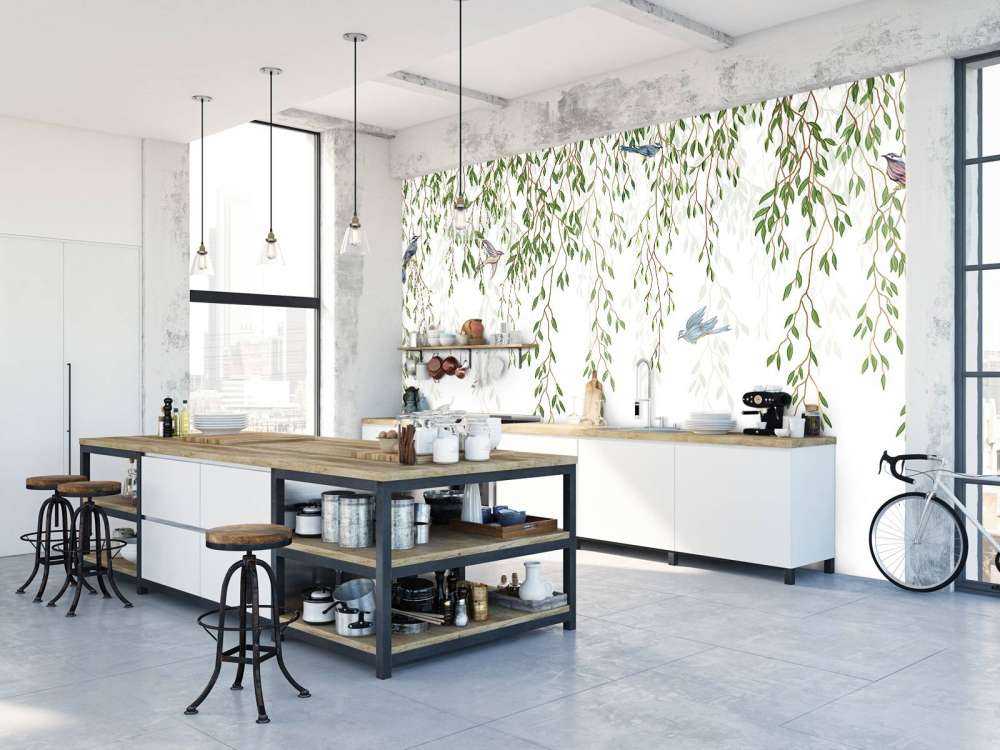 Zwisające gałęzie i ptaki