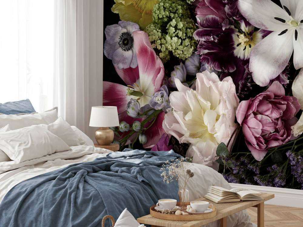 Kolorowe kwiaty ciemne