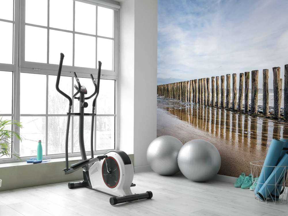 Drewniany falochronu na wybrzeżu w pobliżu Cadzand-Bad - NL