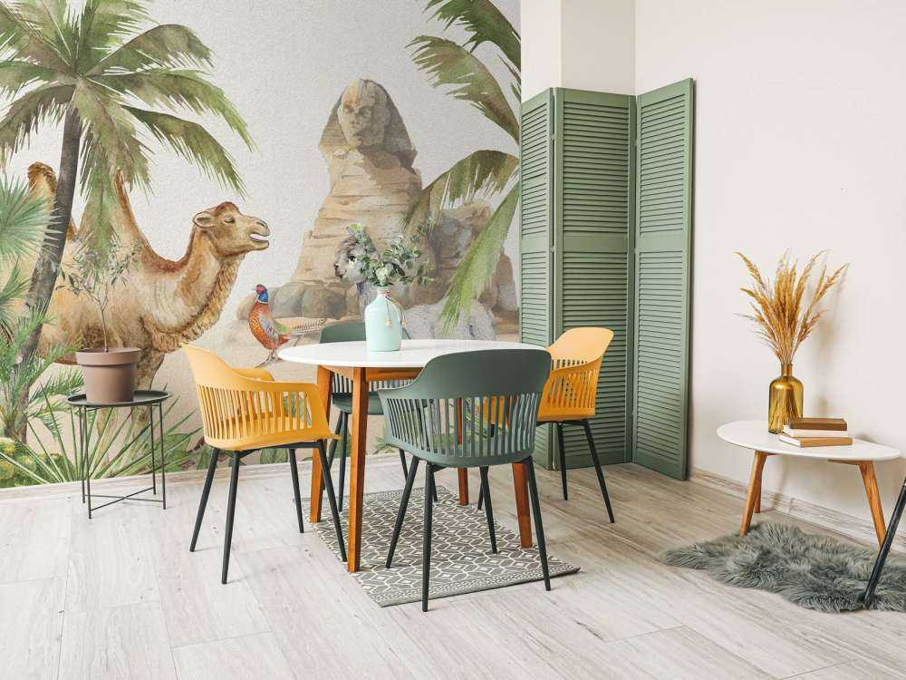 Wielbłąd i alpaka na pustyni