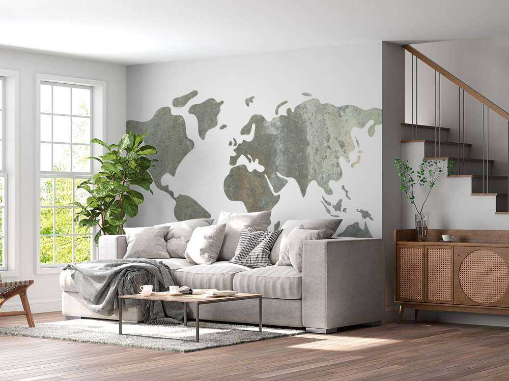 Zielona mapa świata z metalową konstrukcją