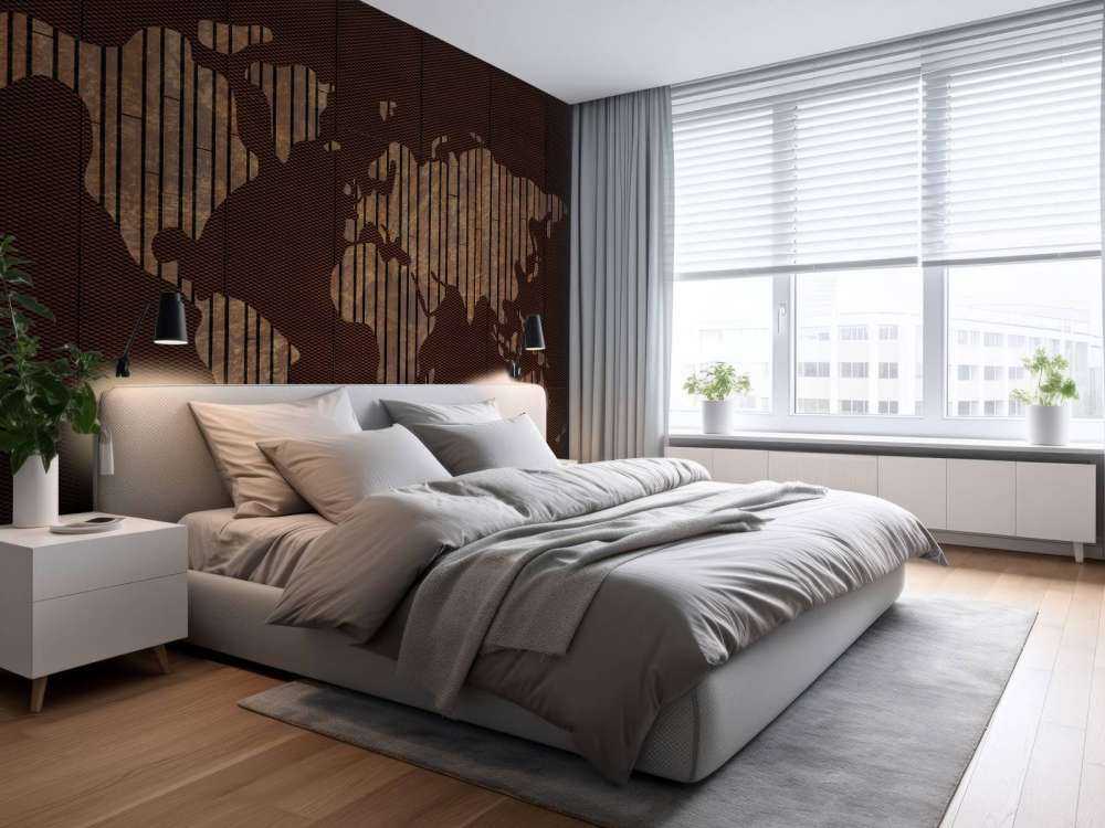 Mapa świata z teksturą drewna