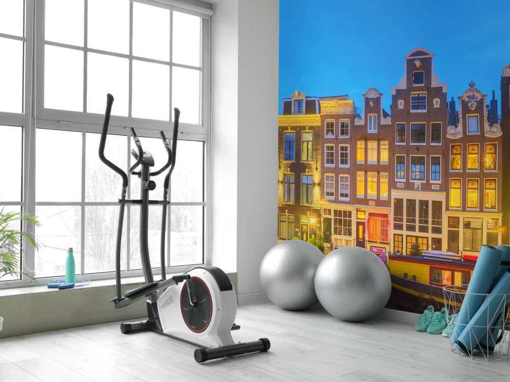 Domy w Amsterdamie w nocy