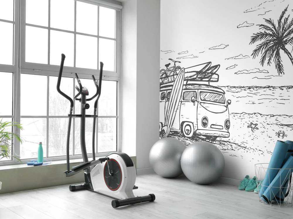 Czarny i biały rysunek plaży