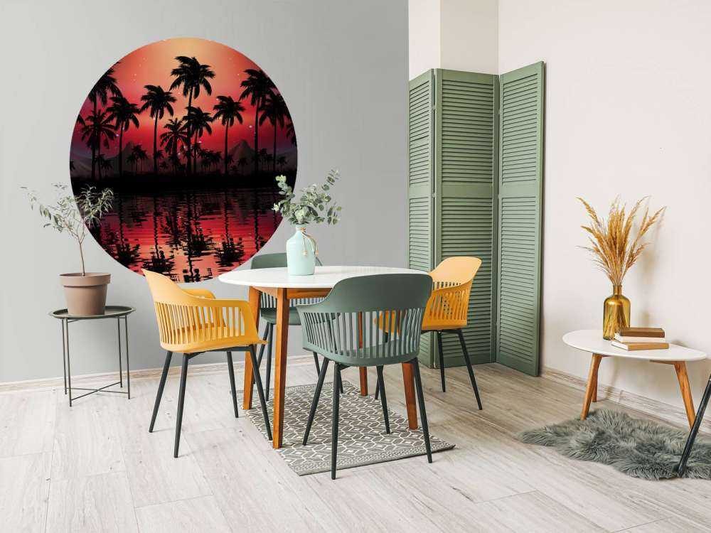 Palmy na czerwonym niebie