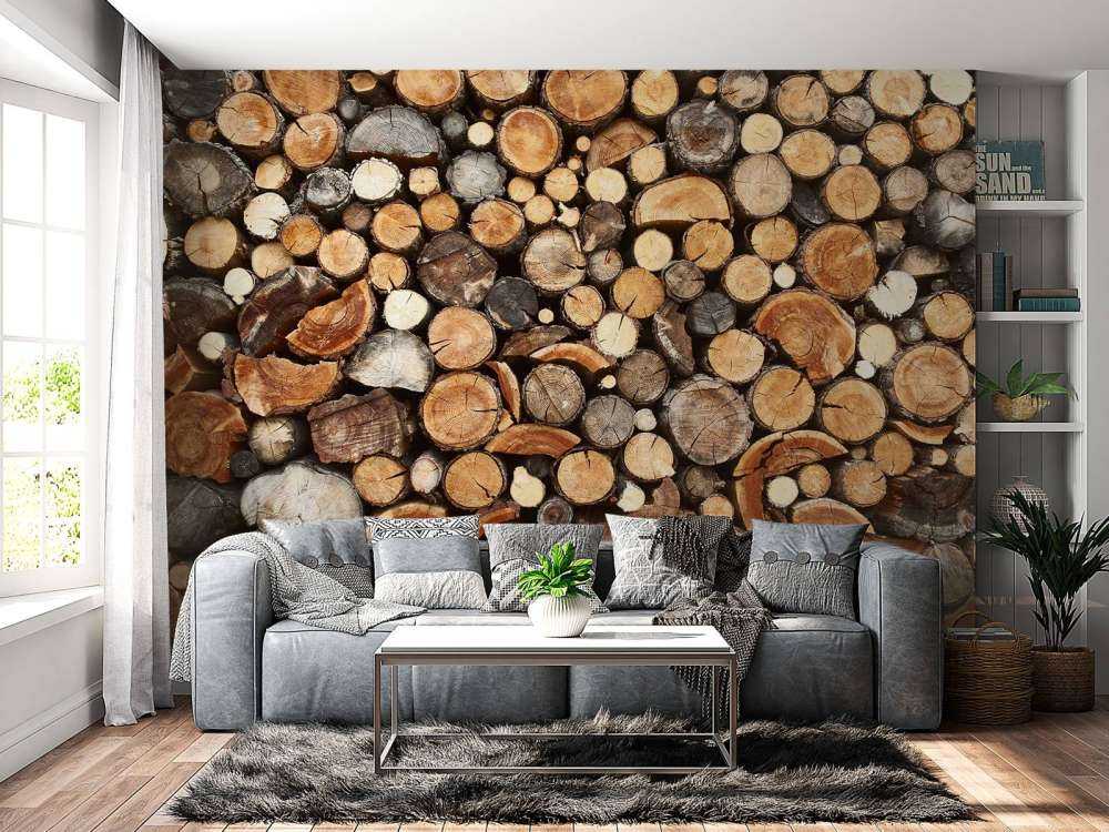 Pnie drzew ułożone w stosy