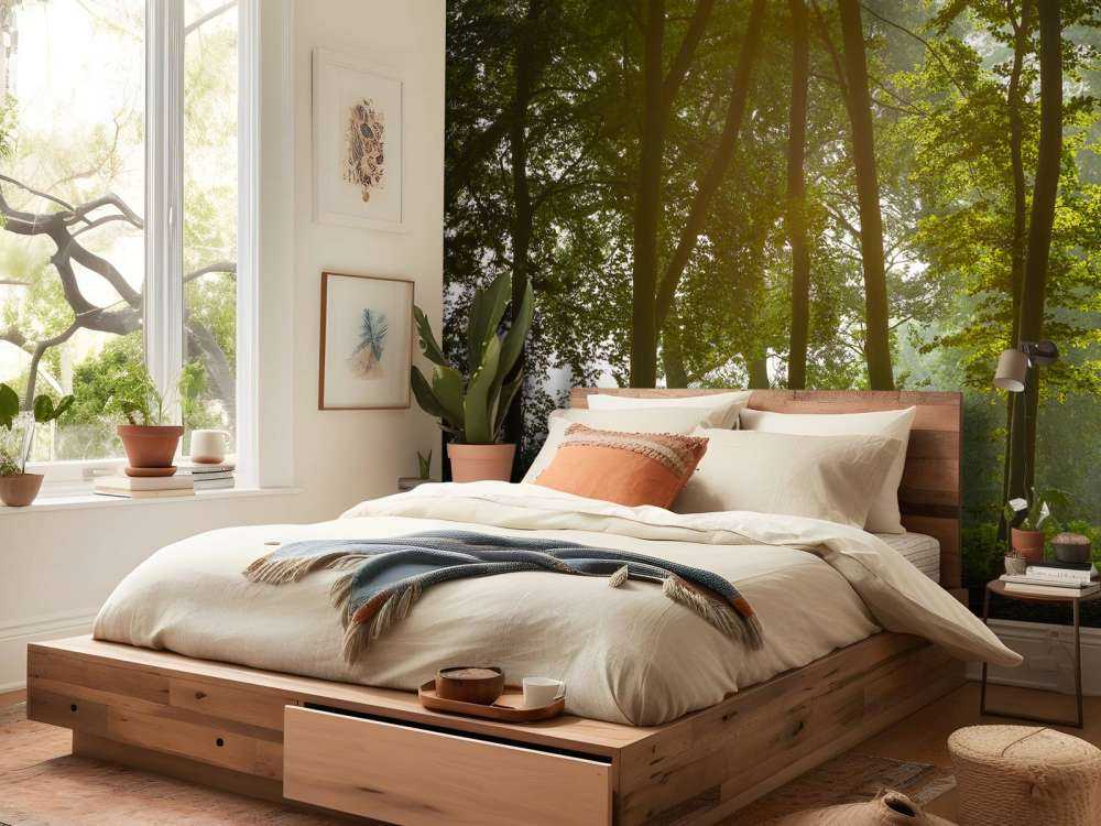 Las w porannym słońcu