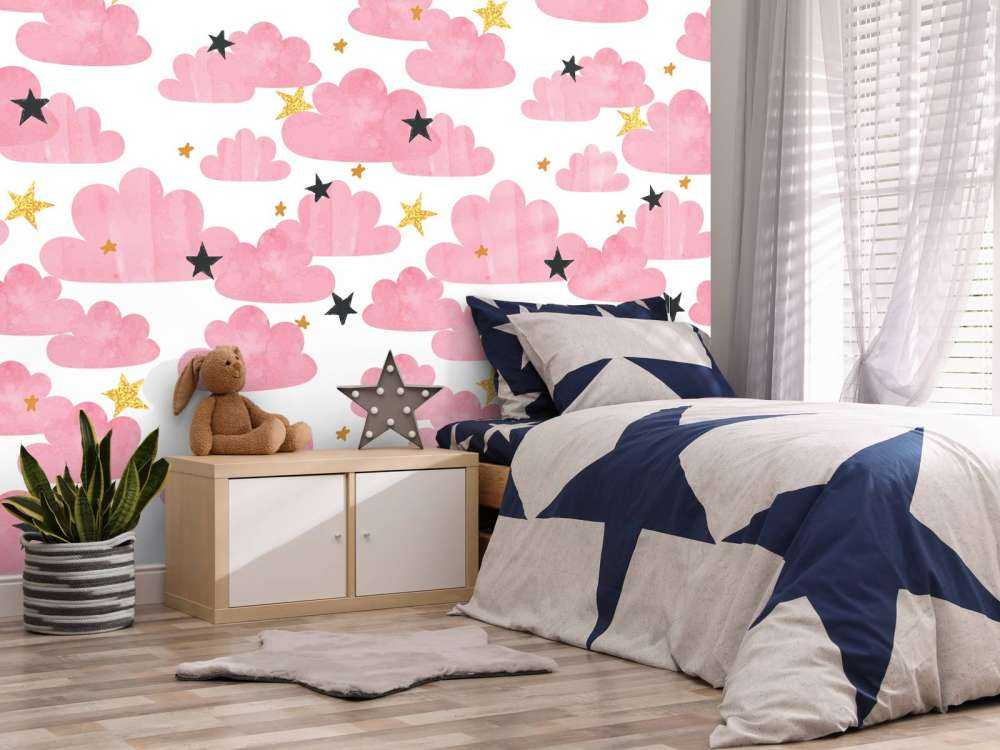 Akwarelowe chmury, różowe