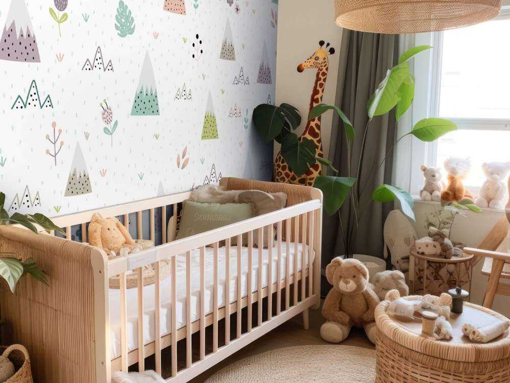 Wzór gór, roślin i kwiatów