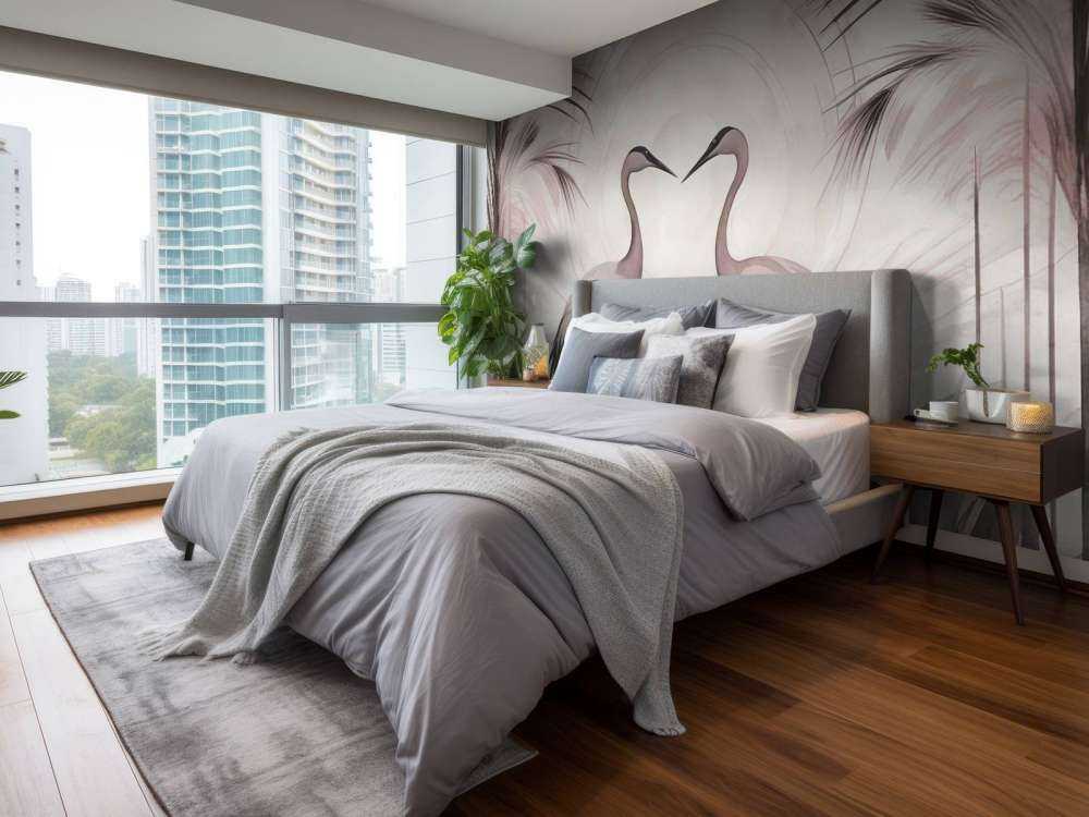 Żurawie o zachodzie słońca różowego