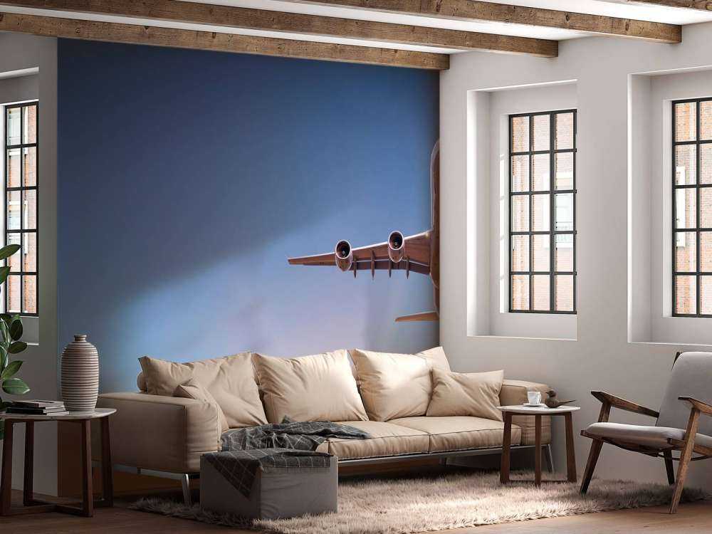 Samolot z pięknym słońcem