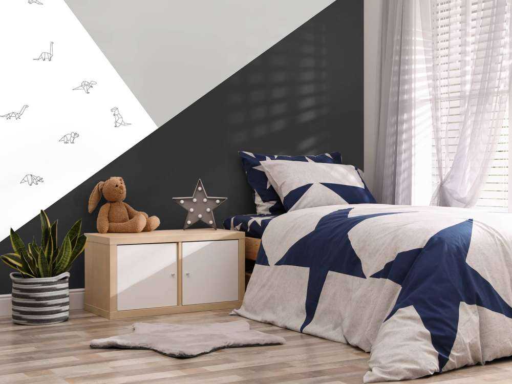 Czarno-białe trójkąty z dinozaurami