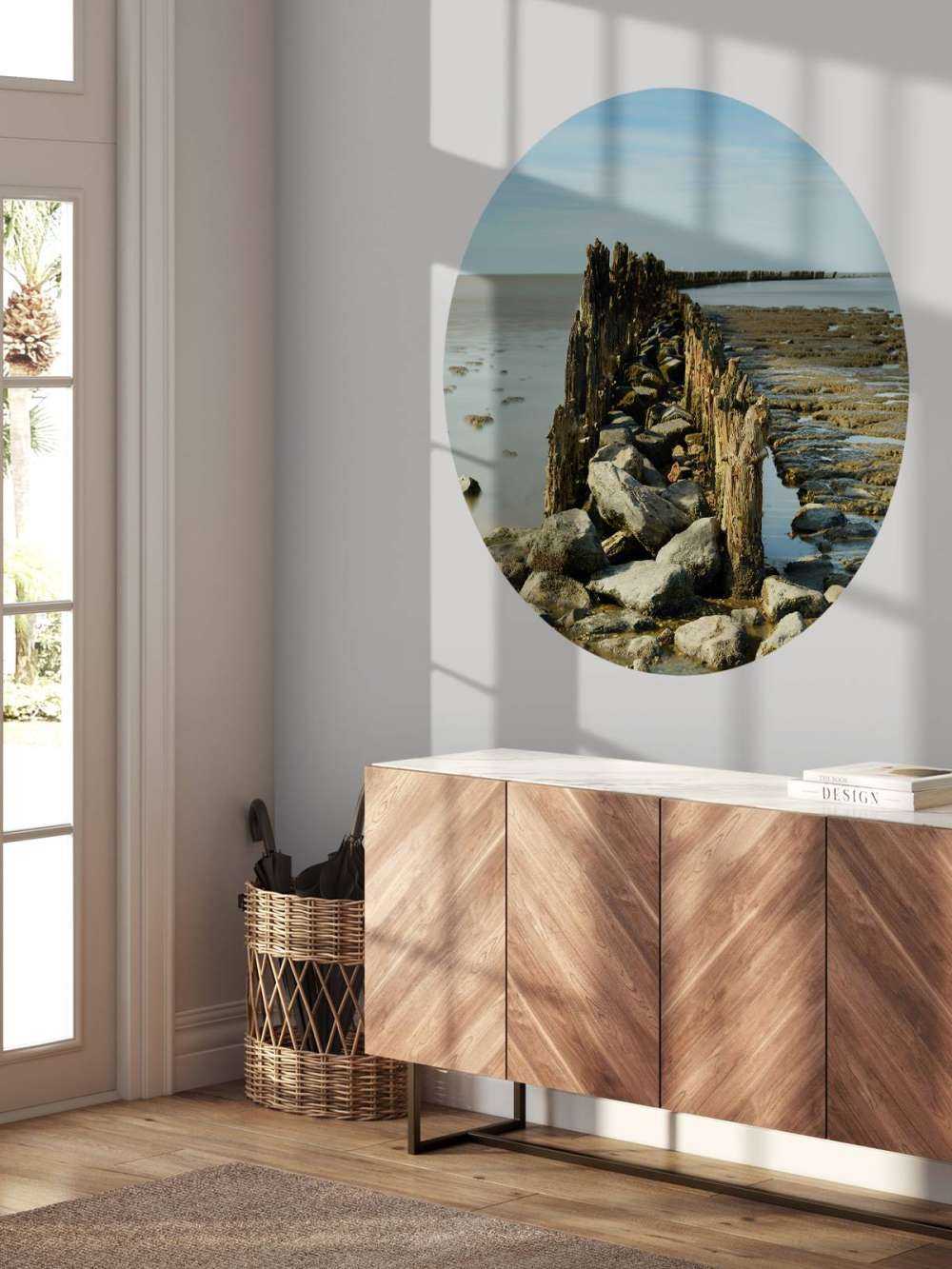 Falochron z drewna i kamienia